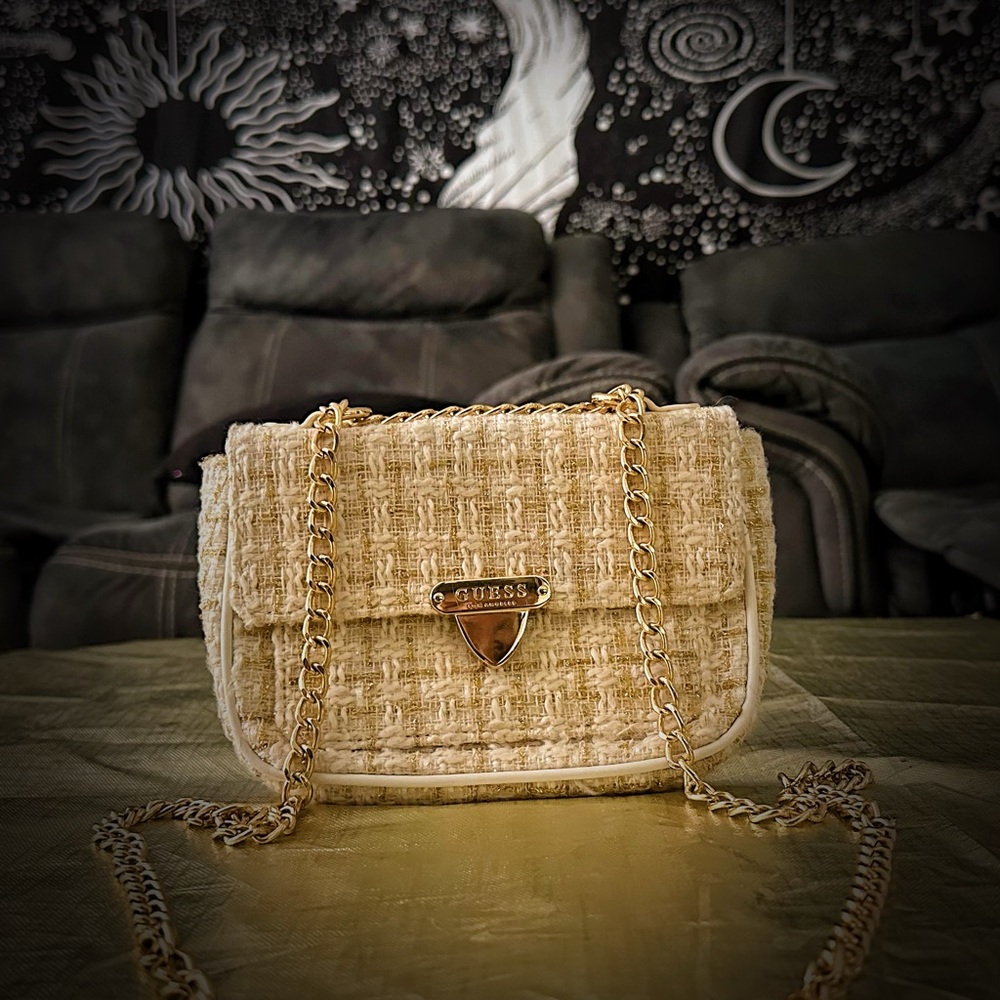 Guess Beige Tweed Crossbody Bag - Picture 8 of 10